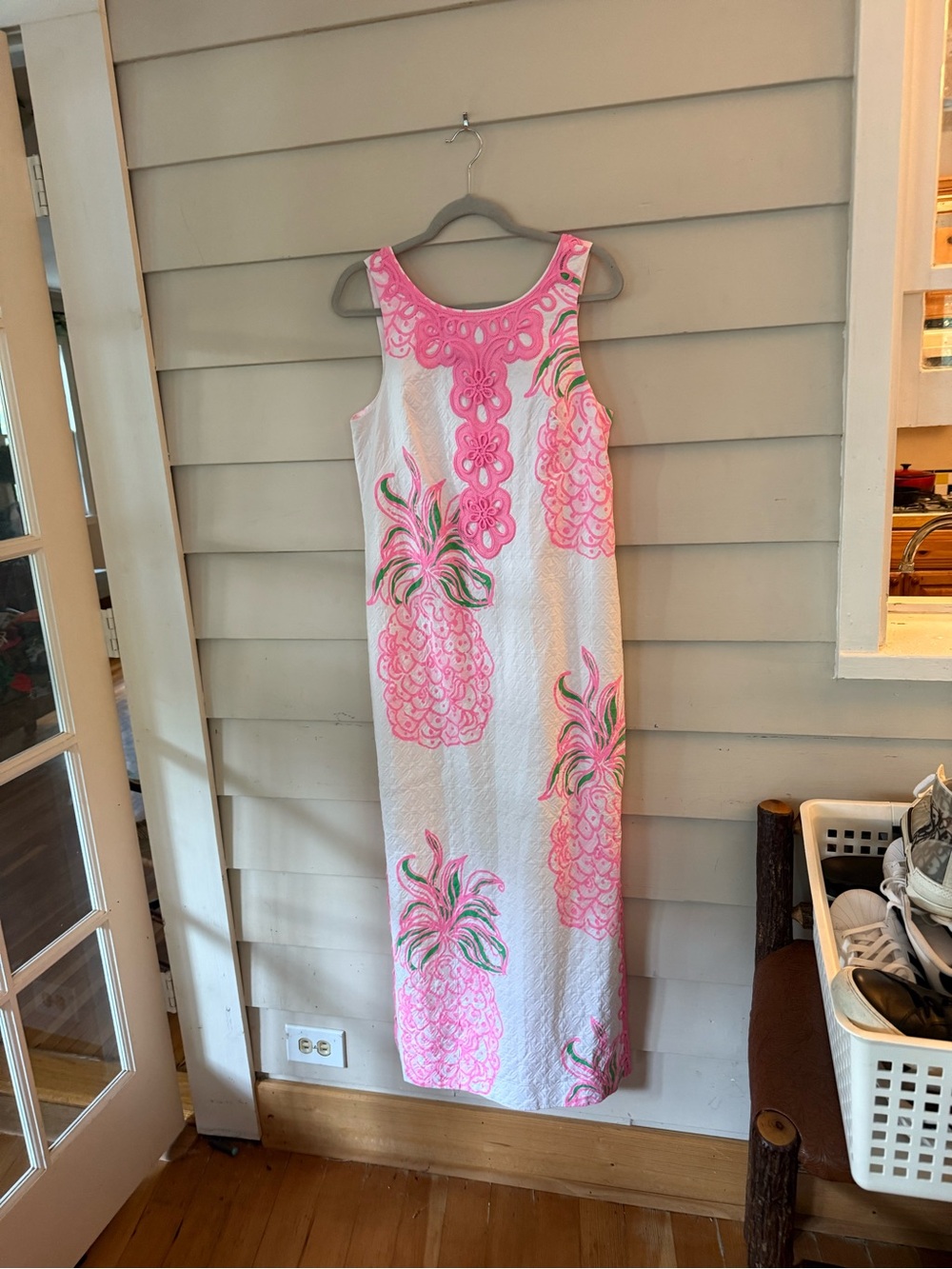 Lilly Pulitzer Marleigh Maxi Shift Dress Size 6 Pink Pineapple Lace Resort - Picture 11 of 14